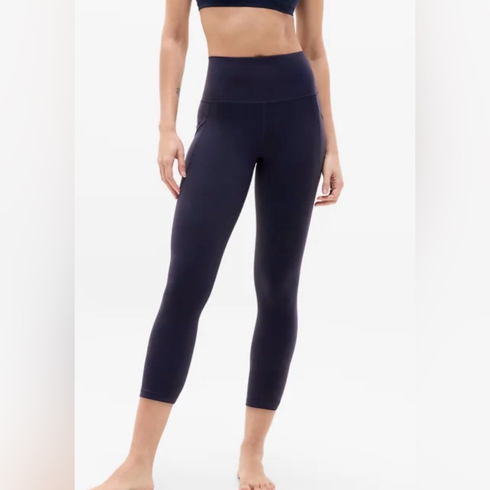 Athleta Salutation Stash Capri Leggings, Navy Blue, Women's SZ XL